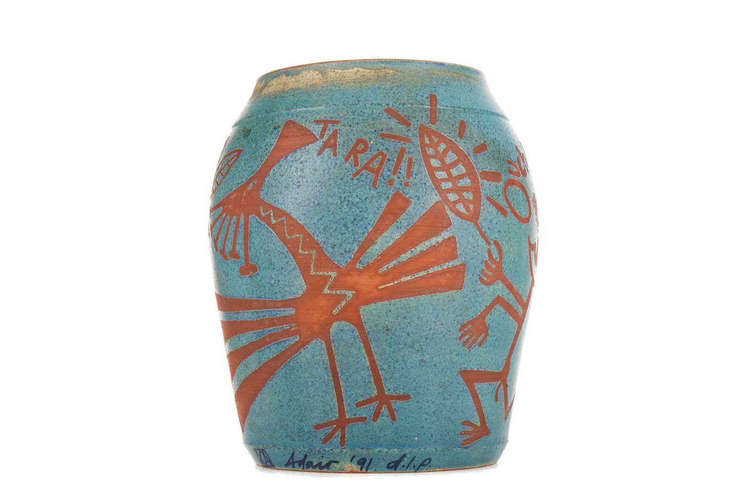 Lot 390 - AN ANDREW ADAIR EARTHENWARE VASE