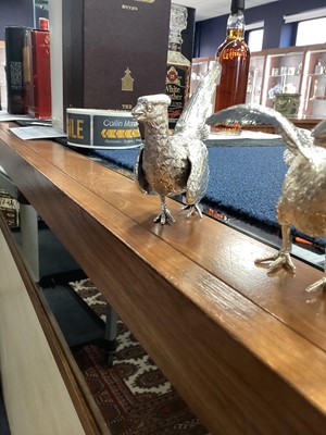 Lot 182 - A HANDSOME PAIR OF SILVER PHEASANTS