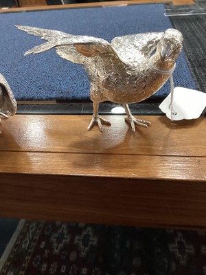 Lot 182 - A HANDSOME PAIR OF SILVER PHEASANTS