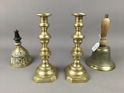 Lot 313 - A LOT OF BRASS WARE AND A MICROSCOPE