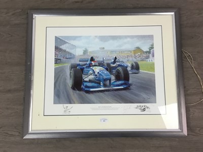 Lot 323 - A FRAMED PRINT OF MOTOR RACING BY TONY SMITH