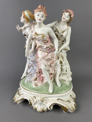 Lot 339 - A CONTINENTAL CERAMIC FIGURE GROUP OF THE THREE GRACES