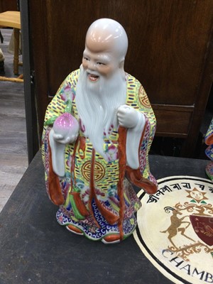 Lot 348 - A GROUP OF THREE CHINESE FIGURES OF FU, LU AND SHOU