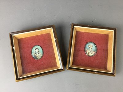 Lot 350 - A PAIR OF INDIAN MINIATURE PAINTINGS AND ANOTHER PICTURE