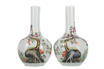 Lot 1030 - A PAIR OF CHINESE BOTTLE VASES