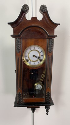 Lot 397 - A MAHOGANY WALL CLOCK