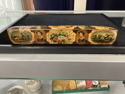 Lot 1010 - A QAJAR PAPIER MACHE QALAMDAN (PEN BOX)