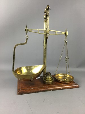 Lot 375 - A SET OF VICTORIAN BRASS PAN SCALES