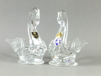 Lot 445 - A LOT OF FOUR EDINBURGH CRYSTAL SWAN FORM TEA LIGHT HOLDERS