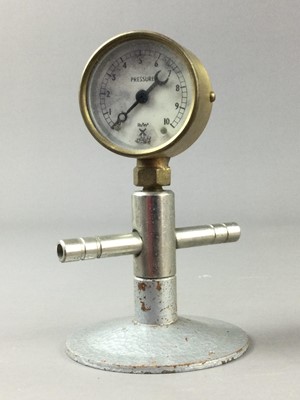 Lot 450 - TWO MEASURING INSTRUMENTS, TWO BUNSEN BURNER FITTINGS AND A SWITCH