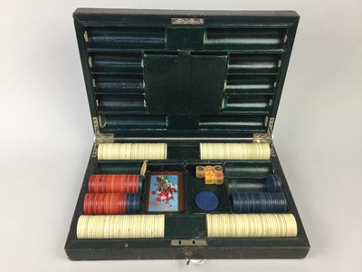 Lot 86 - A LATE VICTORIAN SILVER MOUNTED POKER CHIPS CASE