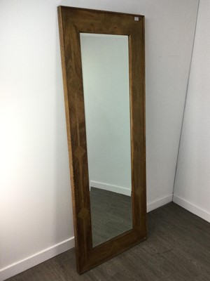 Lot 387 - A STAINED WOOD RECTANGULAR WALL MIRROR