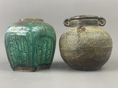 Lot 388 - A HILLSTONIA POTTERY PLANTER, VASE AND ANOTHER VESSEL