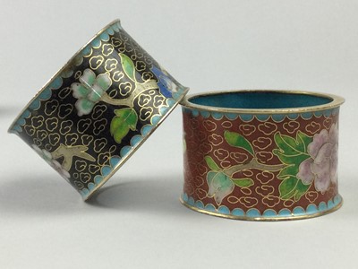 Lot 88 - A SET OF FOUR JAPANESE CLOISONNE NAPKIN RINGS