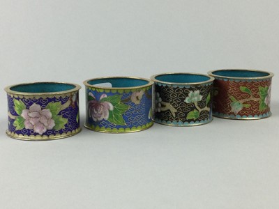 Lot 88 - A SET OF FOUR JAPANESE CLOISONNE NAPKIN RINGS