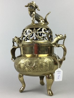 Lot 91A - A CHINESE BRASS INCENSE BURNER