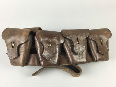 Lot 197 - A LEATHER CARTRIDGE BELT AND FOUR OTHER BELTS