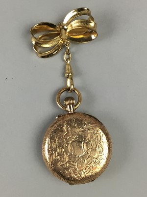 Lot 209 - A HALF HUNTER POCKET WATCH, ANOTHER WATCH AND JEWELLERY