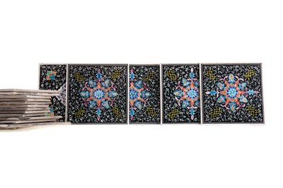 Lot 370 - A SET OF EIGHTEEN PERSIAN CERAMIC TILES