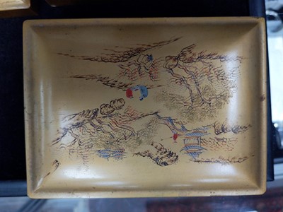 Lot 19 - A SET OF THREE CHINESE LACQUERED GRADUATED BOXES AND OTHER OBJECTS