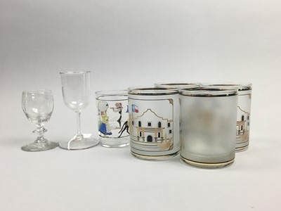 Lot 56 - A TALL OPAQUE GLASS AND CLEAR GLASS CHAMPAGNE FLUTE AND OTHER GLASSES