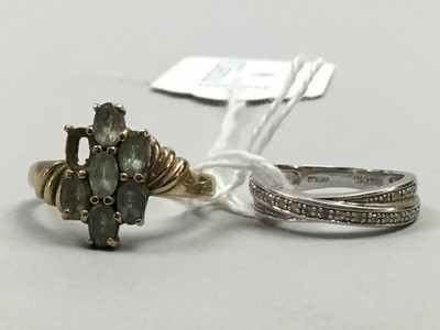 Lot 6 - A NINE CARAT GOLD DRESS RING AND A DIAMOND SET HALF ETERNITY RING