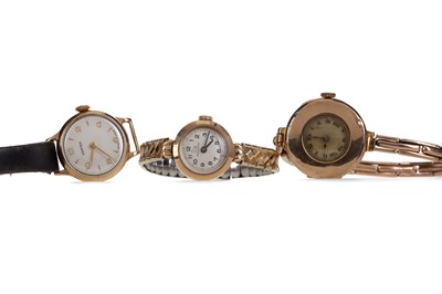 Lot 827 - THREE LADY'S GOLD CASED WRIST WATCHES
