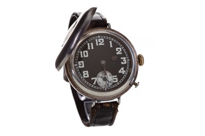 Lot 829 - A WWI ROLEX MARCONI SILVER CASED HALF HUNTER TRENCH WATCH