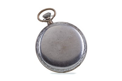 Lot 830 - AN ELGIN MILITARY OPEN FACE NICKEL PLATED POCKET WATCH