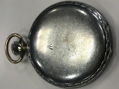 Lot 830 - AN ELGIN MILITARY OPEN FACE NICKEL PLATED POCKET WATCH