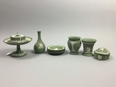 Lot 48 - A COLLECTION OF GREEN WEDGWOOD JASPER WARE