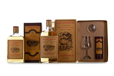 Lot 213 - AN ASSORTMENT OF GLENMORANGIE 10 YEAR OLD INCLUDING 2 MINIATURE GIFT SETS WITH TASTING GLASSES