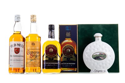 Lot 224 - OLD MULL 75CL, CAMERON BRIG 75CL, BUCHANAN'S RESERVE 75CL AND ST ANDREWS ETIQUETTE DECANTER