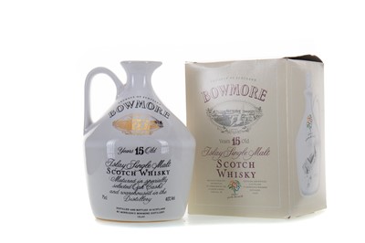 Lot 233 - BOWMORE 15 YEAR OLD CERAMIC DECANTER FOR GLASGOW GARDEN FESTIVAL 1988 75CL