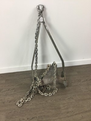 Lot 249 - A CAST METAL ANCHOR WITH CHAIN