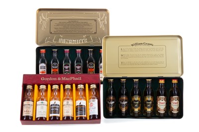 Lot 245 - ASSORTED WHISKY MINIATURE SETS - GORDON & MACPHAIL, GRANT'S AND BUSHMILLS (18 MINIS)