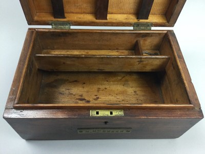 Lot 100 - A CANTEEN OF CUTLERY ALONG WITH A MAHOGANY STATIONERY BOX