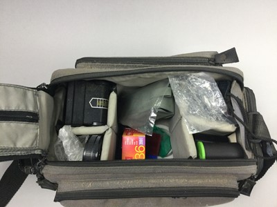 Lot 29 - AN OLYMPUS OM-20 CAMERA AND OTHER CAMERA ACCESSORIES