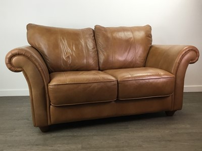 Lot 103 - A BROWN LEATHER TWO PIECE SUITE