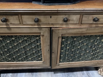 Lot 829 - A MAHOGANY SIDE CABINET OF REGENCY DESIGN