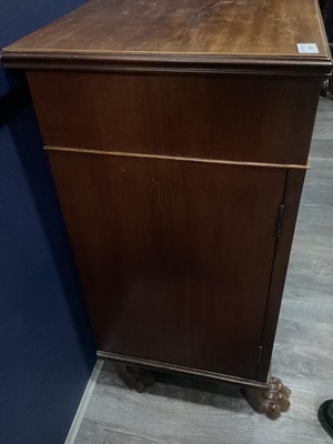 Lot 829 - A MAHOGANY SIDE CABINET OF REGENCY DESIGN