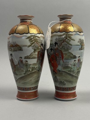 Lot 101 - A PAIR OF CHINESE YIXING TEAPOTS, ALONG WITH A PAIR OF JAPANESE SATSUMA VASES