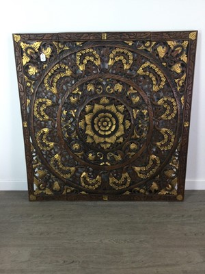 Lot 80 - A LARGE THAI HARDWOOD WALL CARVING