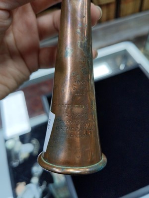 Lot 9 - A COPPER AND PLATED HUNTING HORN