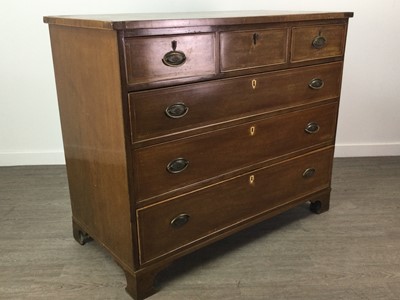 Lot 103 - A SCOTTISH REGENCY MAHOGANY CHEST OF DRAWERS AND A MAHOGANY STANDING CORNER CUPBOARD