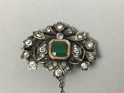Lot 4 - AN EDWARDIAN PASTE SET BROOCH AND OTHERS