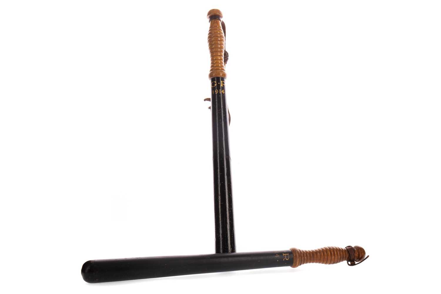 Lot 31 - TWO 1914 POLICE TRUNCHEONS