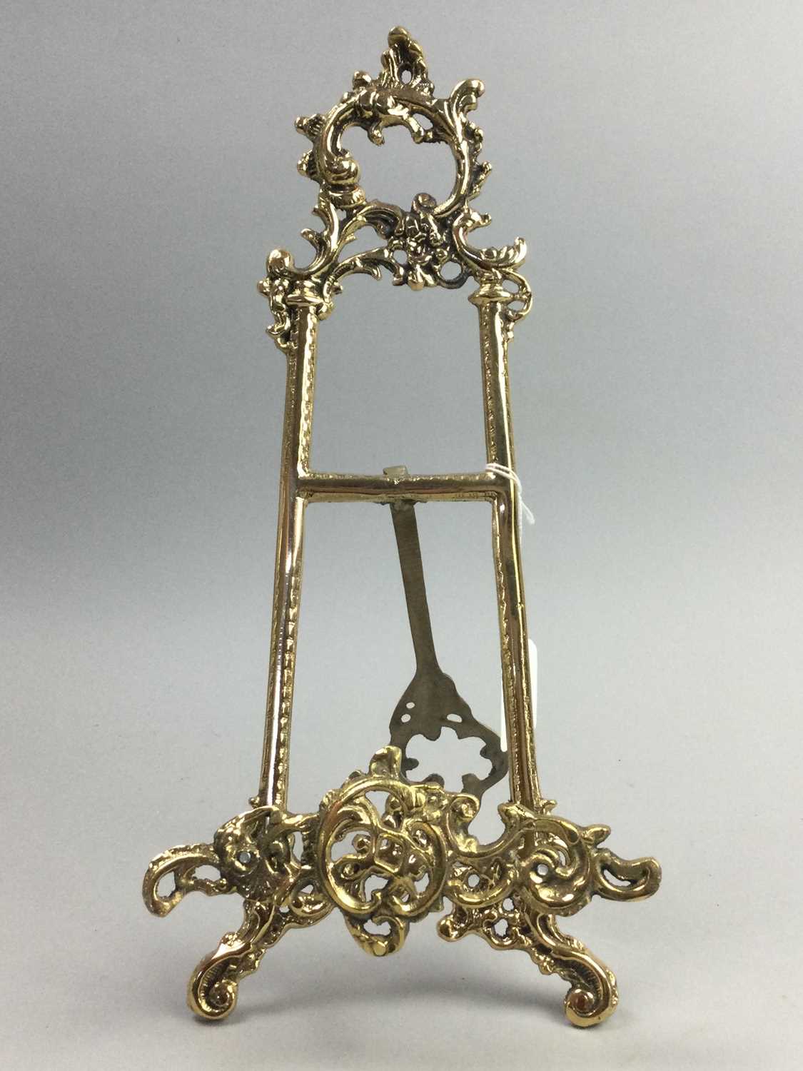 Lot 159 - TWO CAST BRASS TABLE TOP EASEL FRAME STANDS