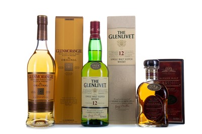 Lot 333 - GLENLIVET 12 YEAR OLD, GLENMORANGIE 10 YEAR OLD AND CARDHU 12 YEAR OLD 50CL