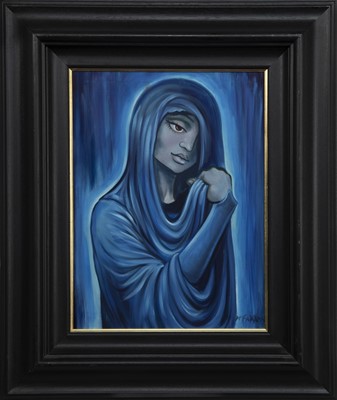 Lot 300 - BLUE WOMAN, AN OIL BY FRANK MCFADDEN